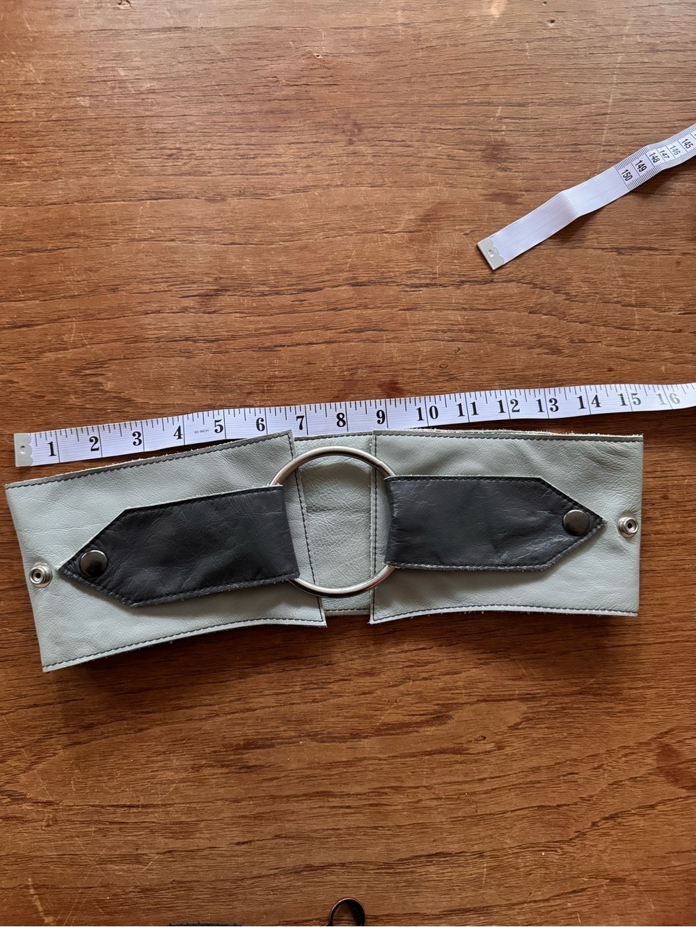 Two-Tone Wide Obi Belt Grey Black O-Ring Adjustable Y2K